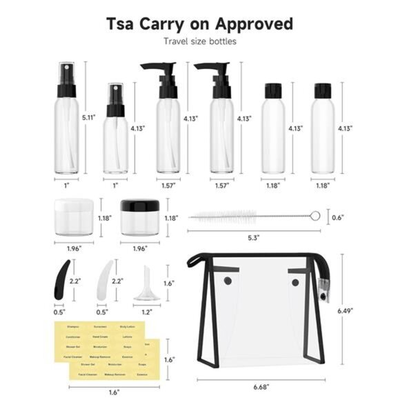 Travel Bottles kit TSA Approved Travel Size Containers for Toiletries Leak Proof - Picture 6 of 7